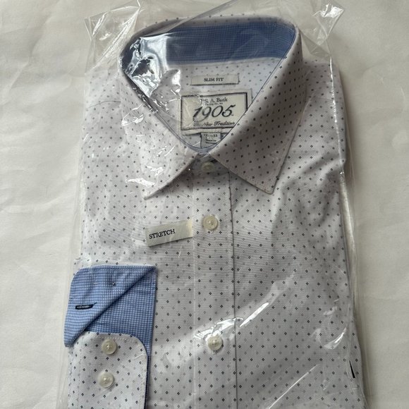 Jos. A. Bank Other - Jos A. Bank 1905 Men's Tradition Slim Fit Red White Blue Stretch Shirt 17 1/2-33